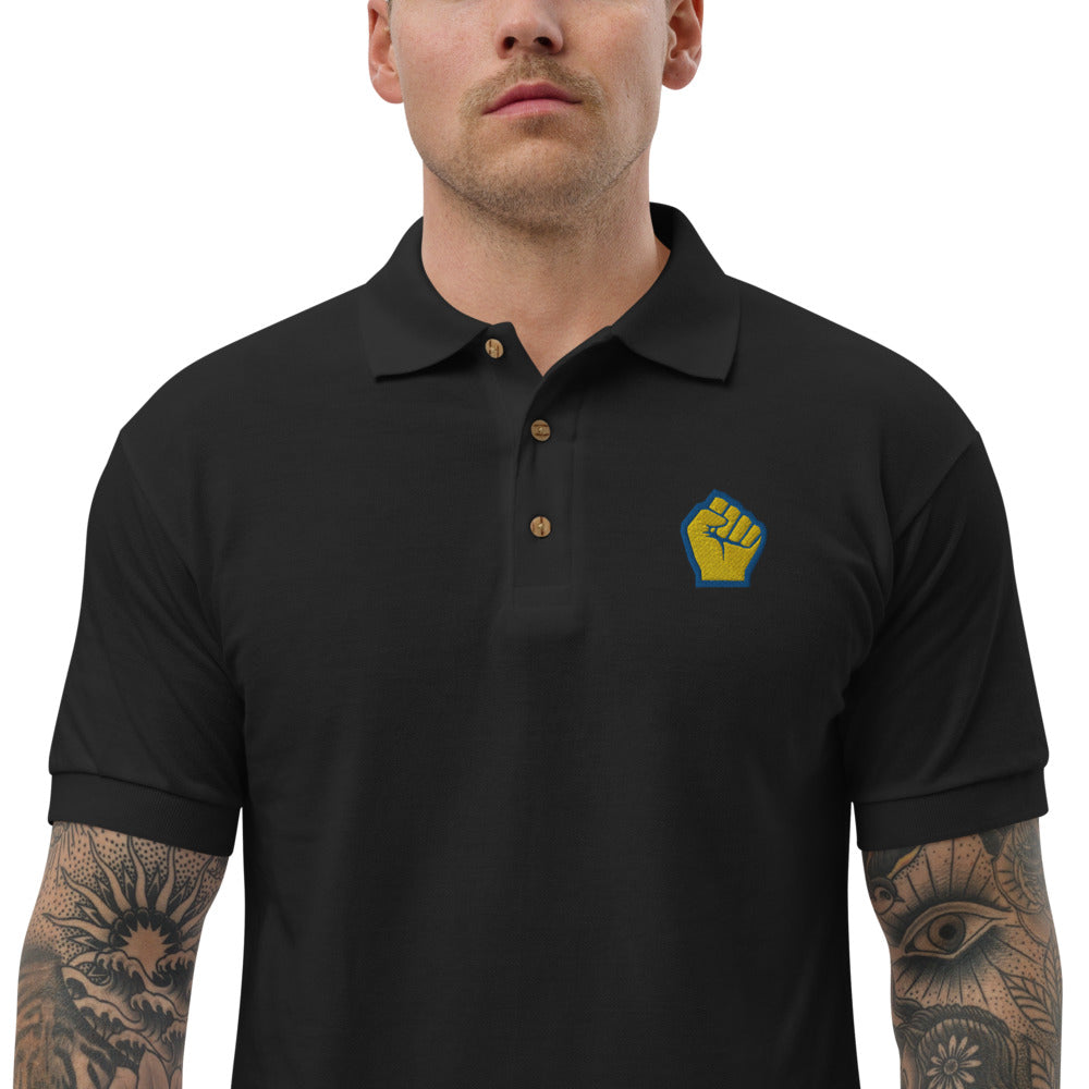 Embroidered Polo Shirt | Fist - Stand With Ukraine