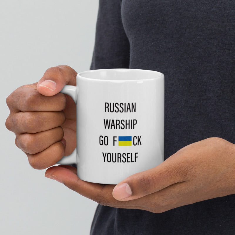 Russian Warship Go F***k Yourself | White glossy mug